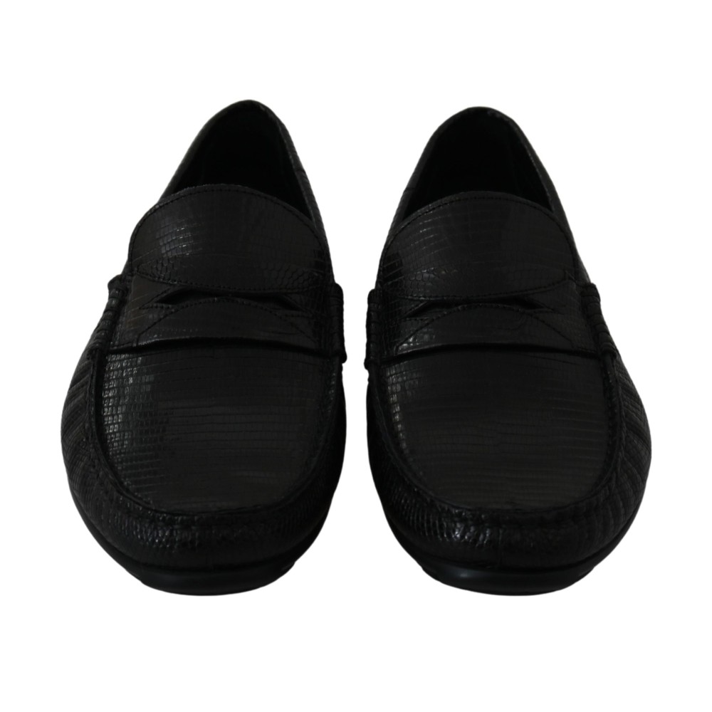 Dolce & Gabbana Exquisite Loafers aus schwarzem Eidechsenleder