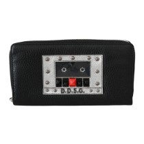 Dolce & Gabbana Elegante Brieftasche mit Reißverschluss aus schwarzem Leder
