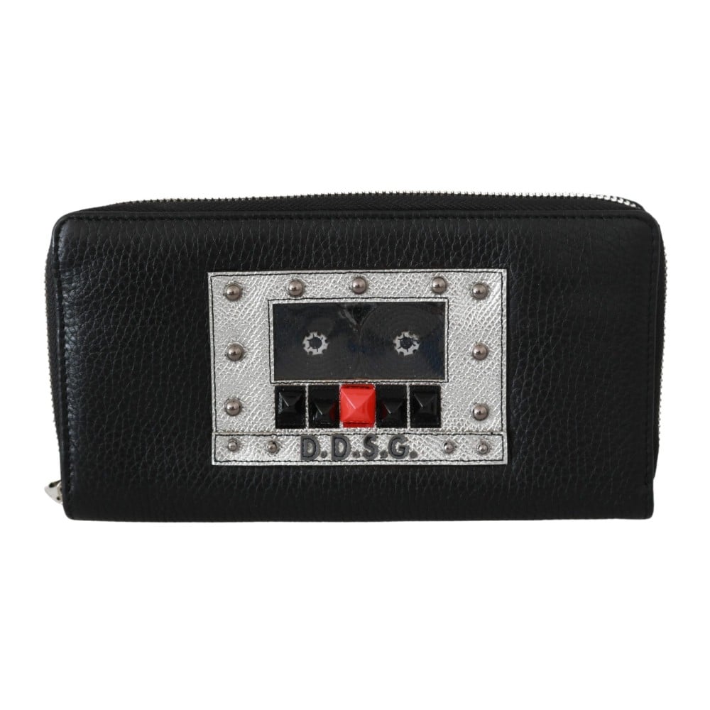 Dolce & Gabbana Elegante Brieftasche mit Reißverschluss aus schwarzem Leder