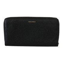Dolce & Gabbana Elegante Brieftasche mit Reißverschluss aus schwarzem Leder