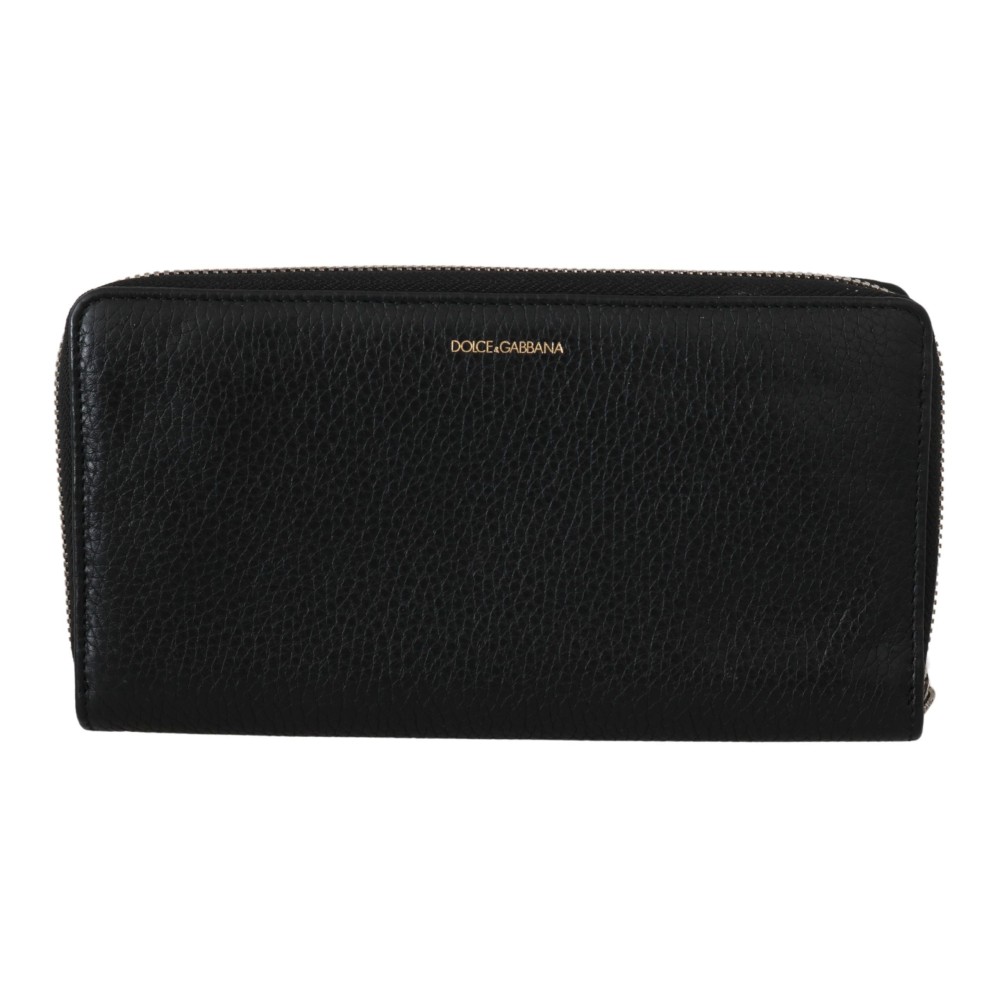 Dolce & Gabbana Elegante Brieftasche mit Reißverschluss aus schwarzem Leder