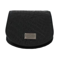 Dolce & Gabbana Elegantes schwarzes Leder-Münzetui Brieftasche