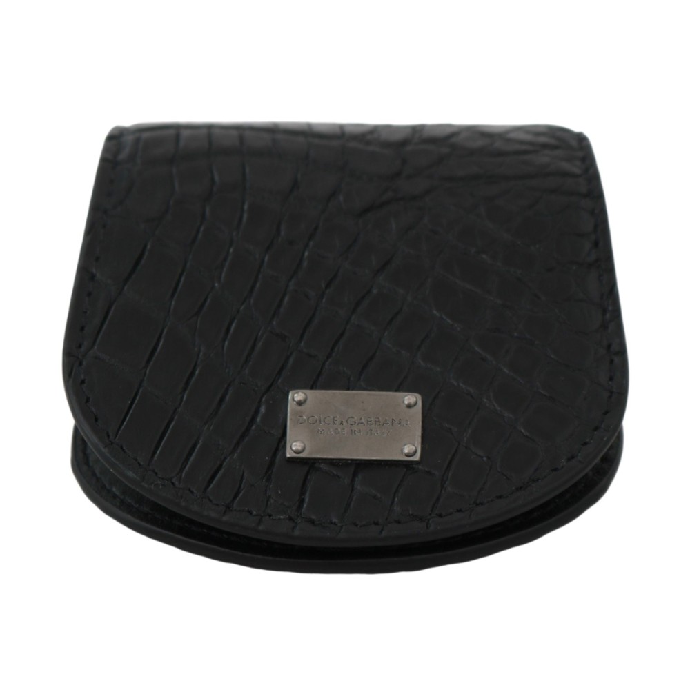 Dolce & Gabbana Elegantes schwarzes Leder-Münzetui Brieftasche