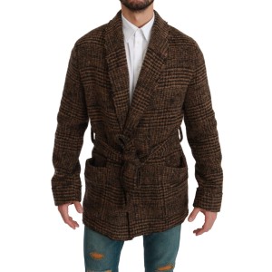 Dolce & Gabbana Elegante braune Jacke mit Gürtel und Alpakamischung