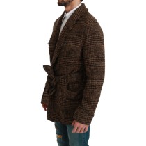 Dolce & Gabbana Elegante braune Jacke mit Gürtel und Alpakamischung
