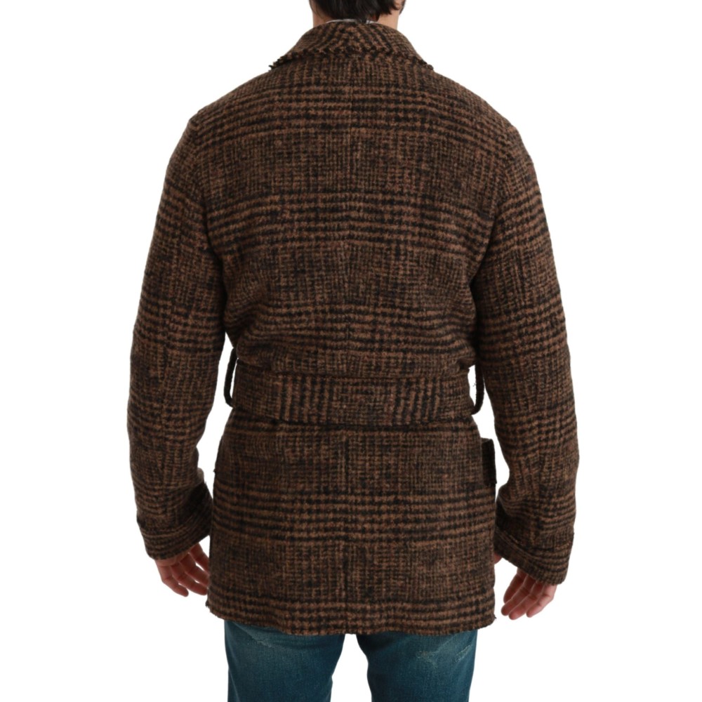 Dolce & Gabbana Elegante braune Jacke mit Gürtel und Alpakamischung
