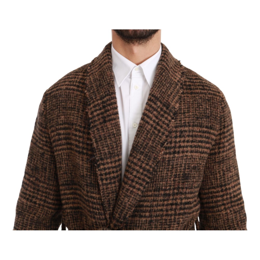 Dolce & Gabbana Elegante braune Jacke mit Gürtel und Alpakamischung