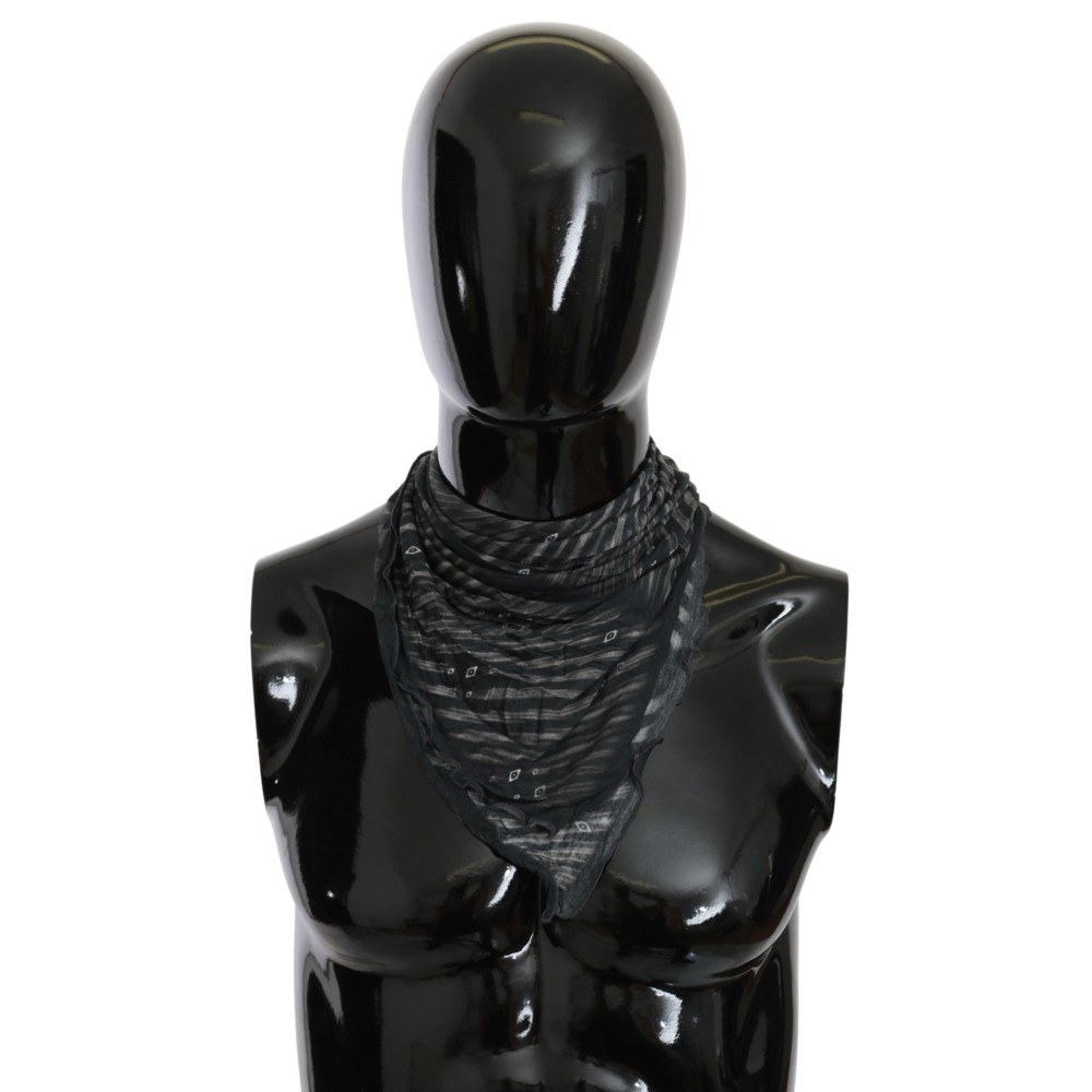 Costume National Eleganter schwarz gestreifter Herrenschal aus Viskose