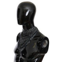 Costume National Eleganter schwarz gestreifter Herrenschal aus Viskose