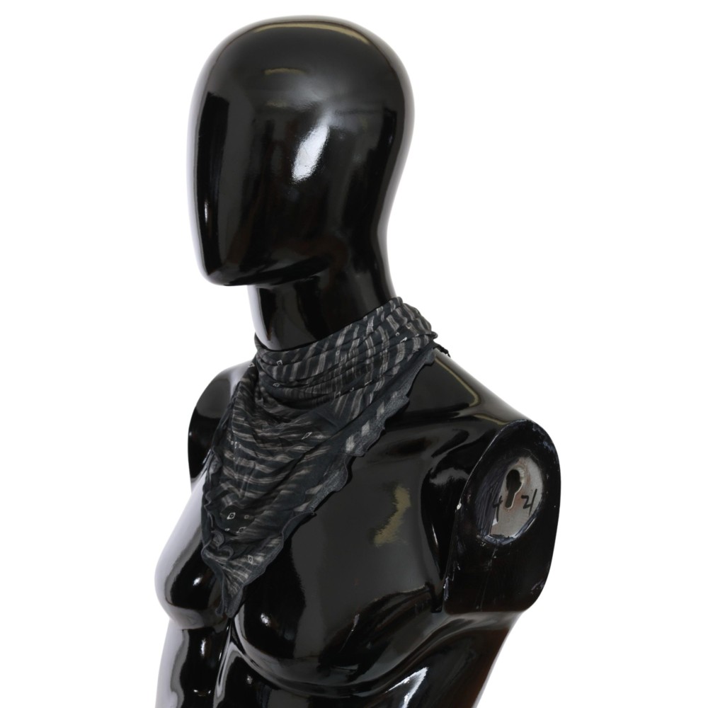 Costume National Eleganter schwarz gestreifter Herrenschal aus Viskose