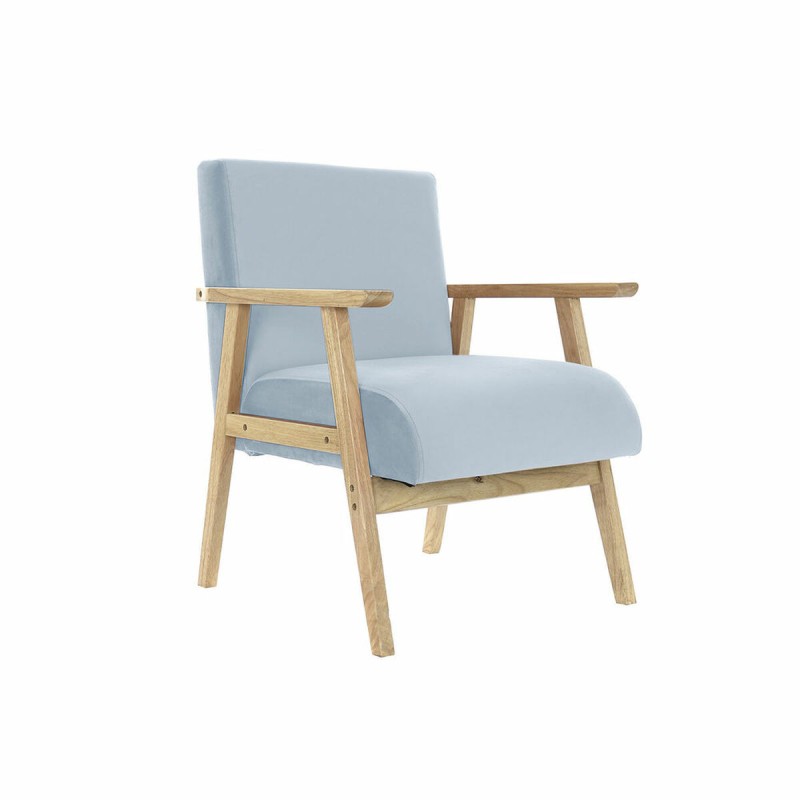 Armchair DKD Home Decor Polyester Sky blue MDF Wood (61 x 63 x 77 cm)