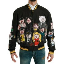 Dolce & Gabbana Multicolor Motiv Bomber Style Jacke