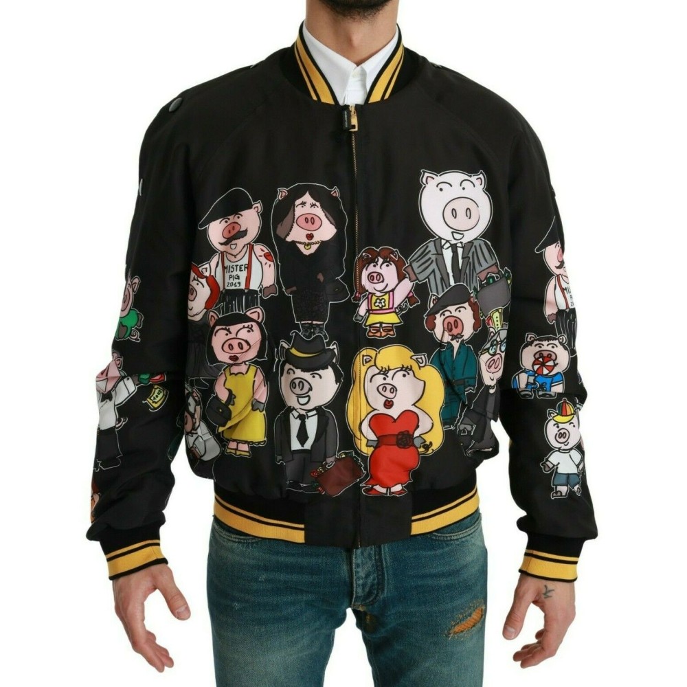Dolce & Gabbana Multicolor Motiv Bomber Style Jacke