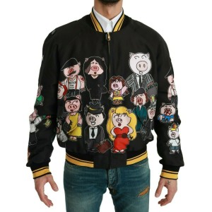 Dolce & Gabbana Multicolor Motiv Bomber Style Jacke