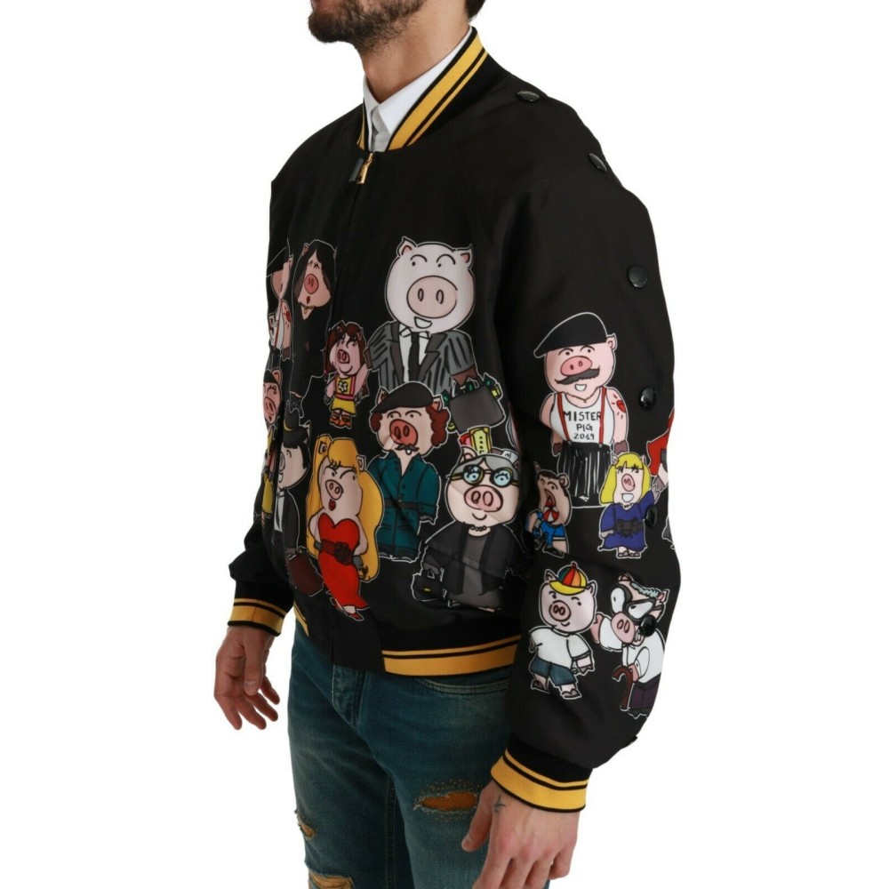 Dolce & Gabbana Multicolor Motiv Bomber Style Jacke