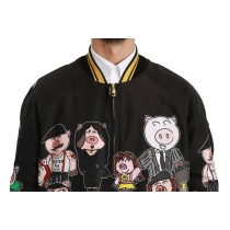 Dolce & Gabbana Multicolor Motiv Bomber Style Jacke