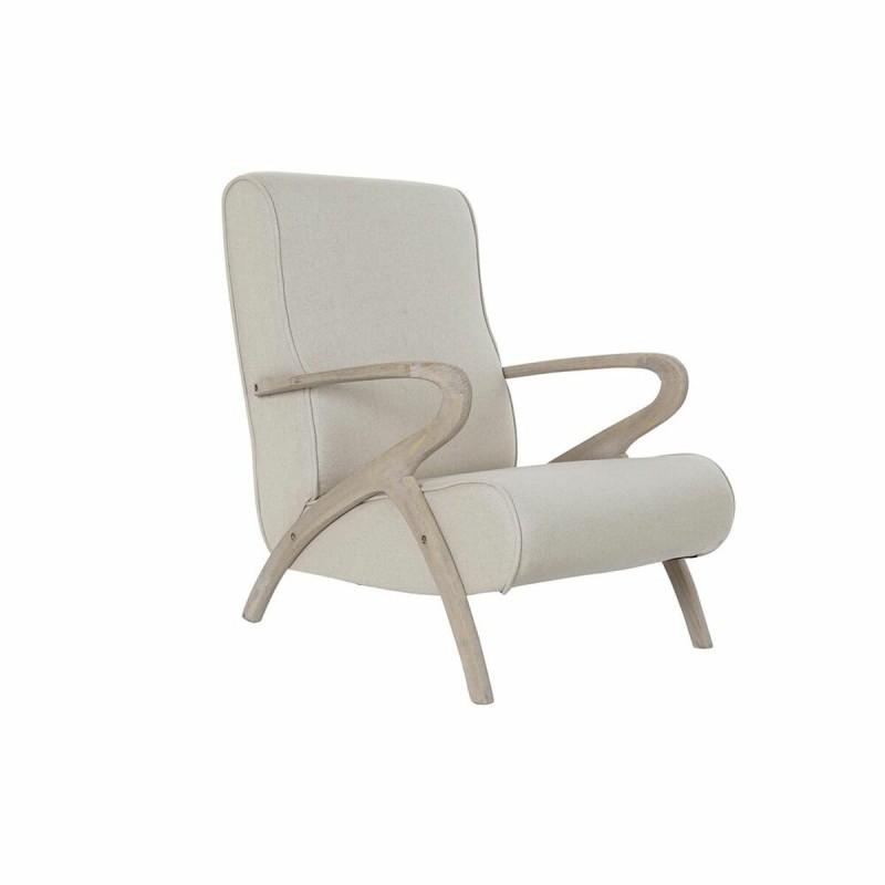 Armchair DKD Home Decor Fir Beige Polyester (57 x 55 x 85 cm)