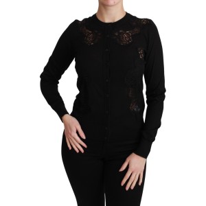 Dolce & Gabbana Elegante Strickjacke aus Kaschmir-Seiden-Mischung mit Spitze