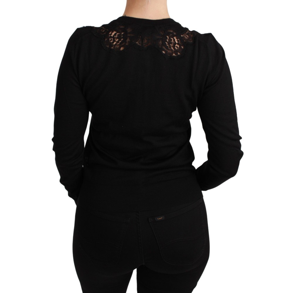 Dolce & Gabbana Elegante Strickjacke aus Kaschmir-Seiden-Mischung mit Spitze
