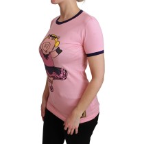 Dolce & Gabbana Rosa T-Shirt mit Rundhalsausschnitt Jahr des Schweins
