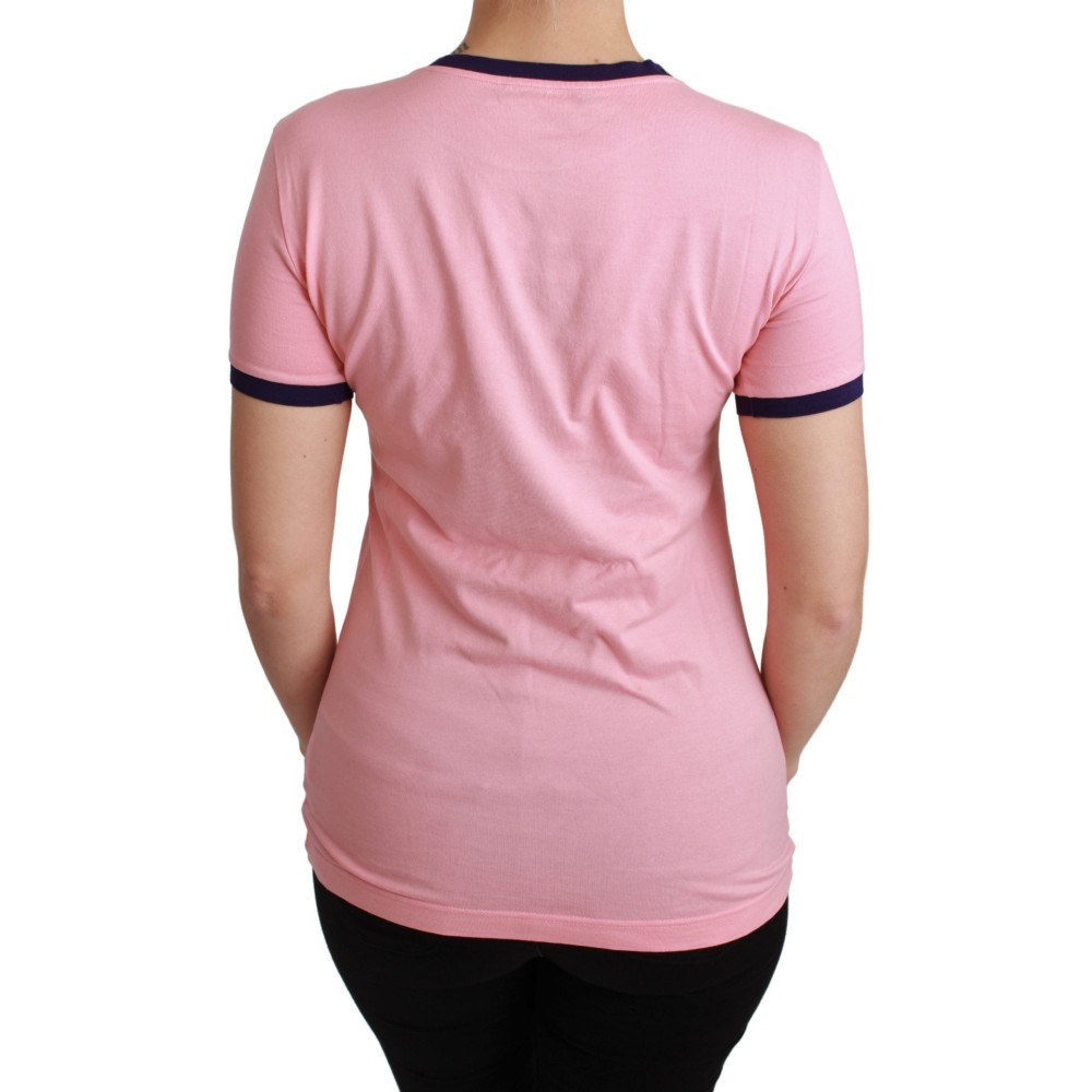 Dolce & Gabbana Rosa T-Shirt mit Rundhalsausschnitt Jahr des Schweins