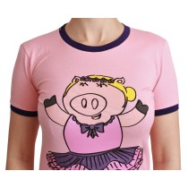 Dolce & Gabbana Rosa T-Shirt mit Rundhalsausschnitt Jahr des Schweins