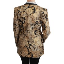 Dolce & Gabbana Eleganter goldener Jacquard-Blazer mit Blumenmuster