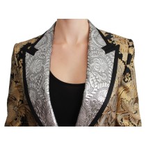 Dolce & Gabbana Eleganter goldener Jacquard-Blazer mit Blumenmuster