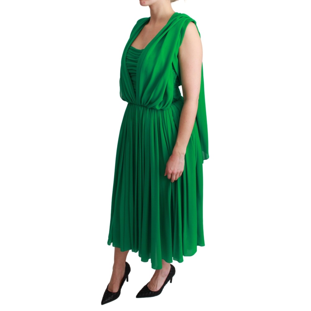Dolce & Gabbana Elegantes ärmelloses plissiertes Maxikleid aus Seide