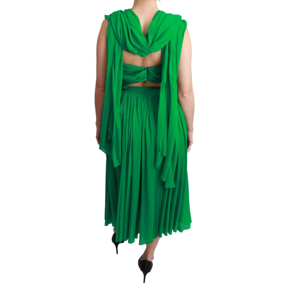 Dolce & Gabbana Elegantes ärmelloses plissiertes Maxikleid aus Seide