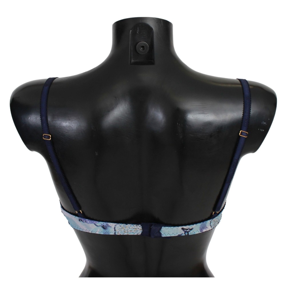 Roberto Cavalli Eleganter Push-Up-BH mit blauem Aufdruck