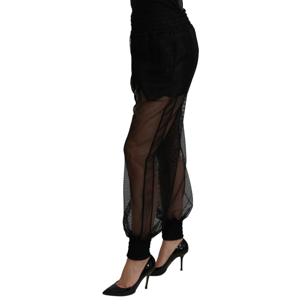 Dolce & Gabbana Elegante Jogginghose mit hoher Taille aus Seidenmischung