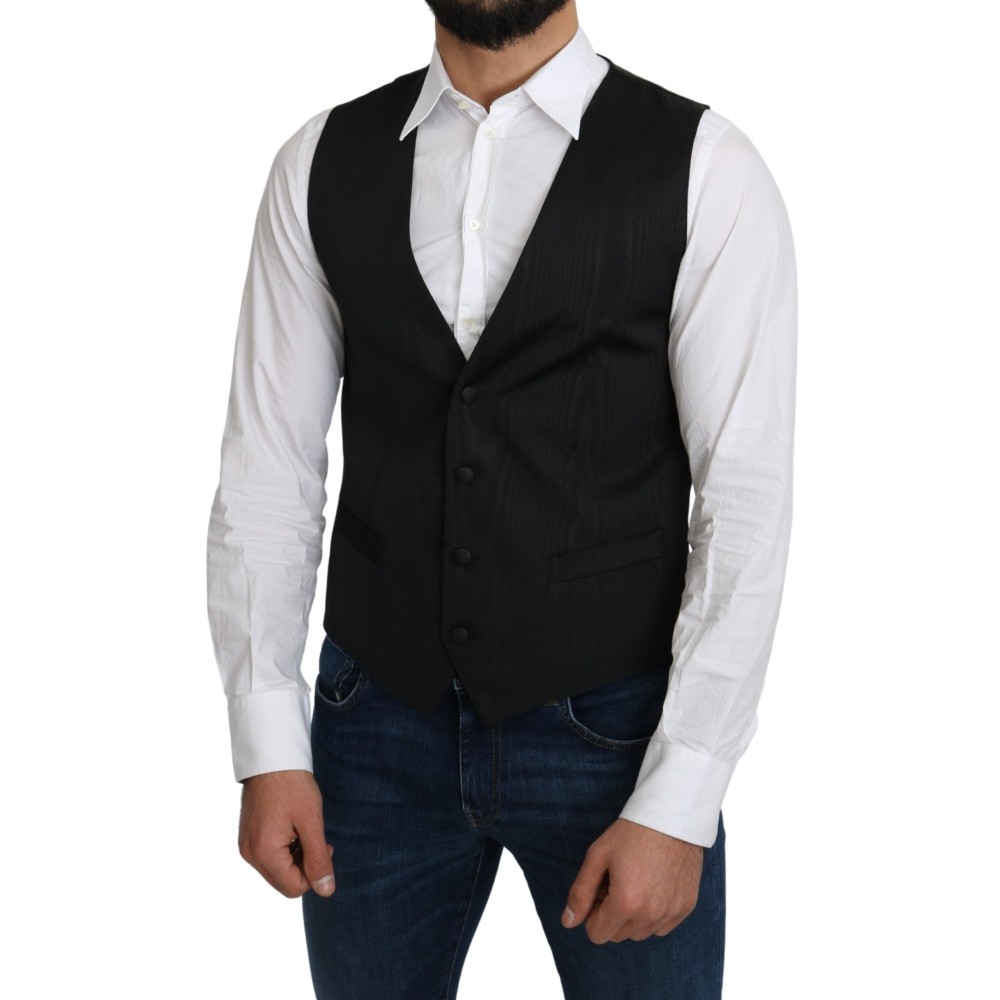 Dolce & Gabbana Elegante formelle graue Seidenweste
