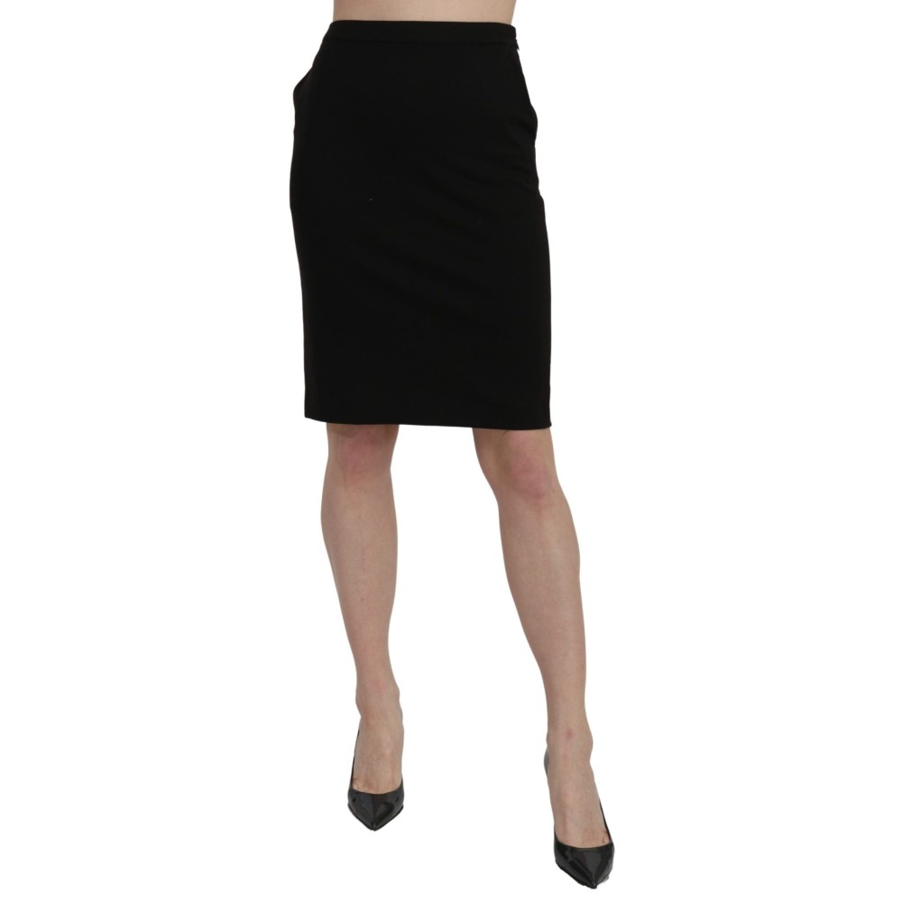 GF Ferre Schicker Rock mit hoher Taille aus schwarzem Leinen