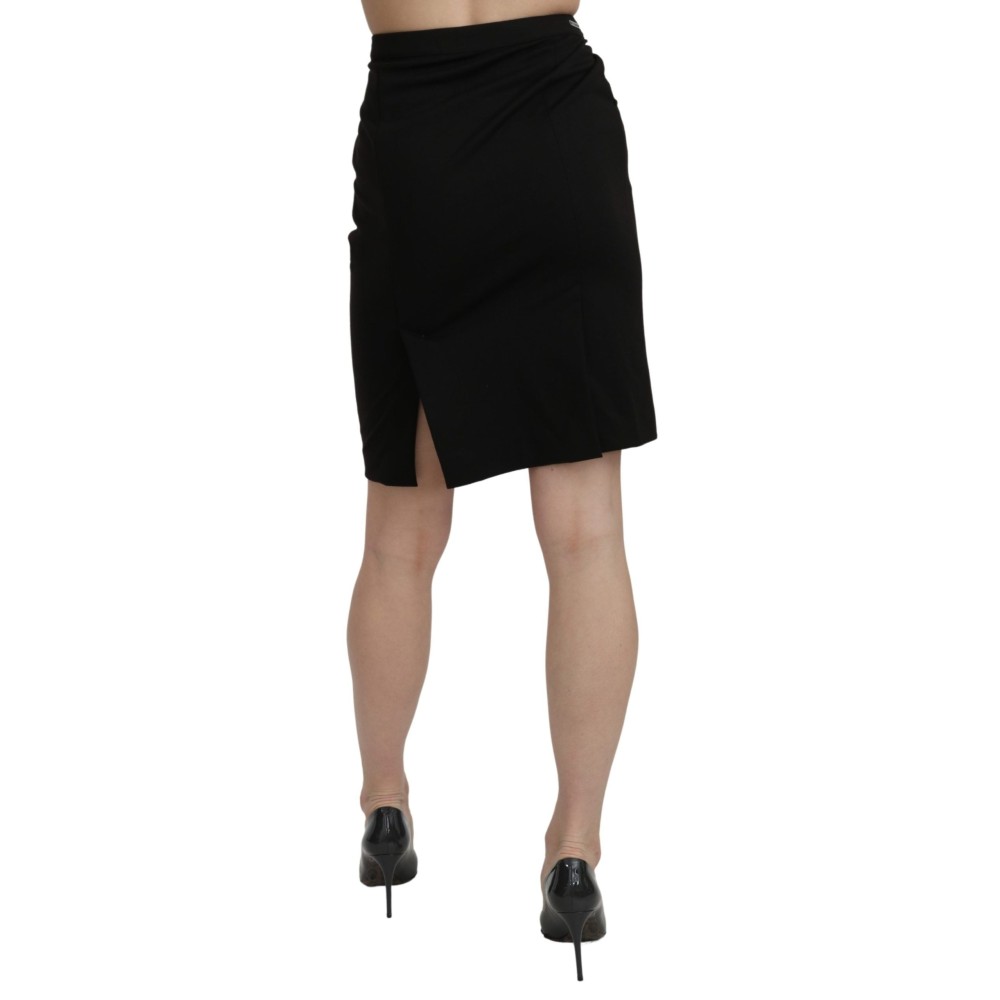 GF Ferre Schicker Rock mit hoher Taille aus schwarzem Leinen