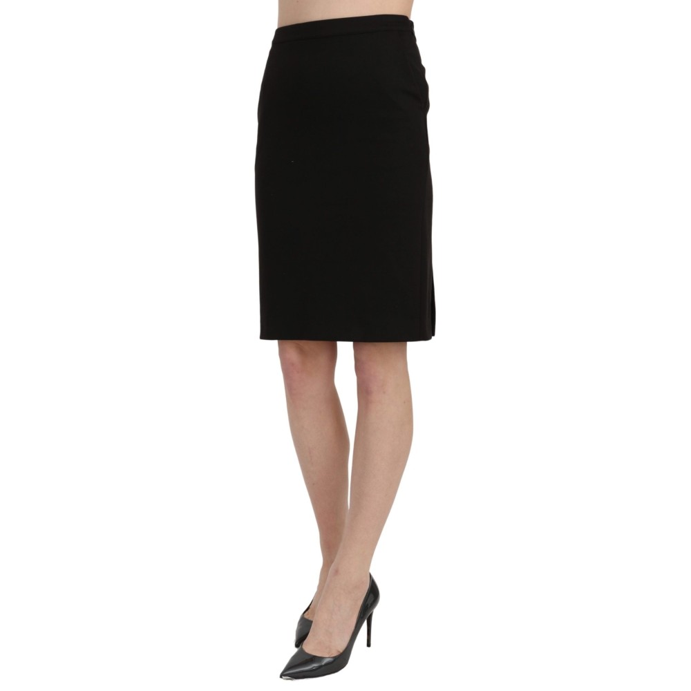 GF Ferre Schicker Rock mit hoher Taille aus schwarzem Leinen