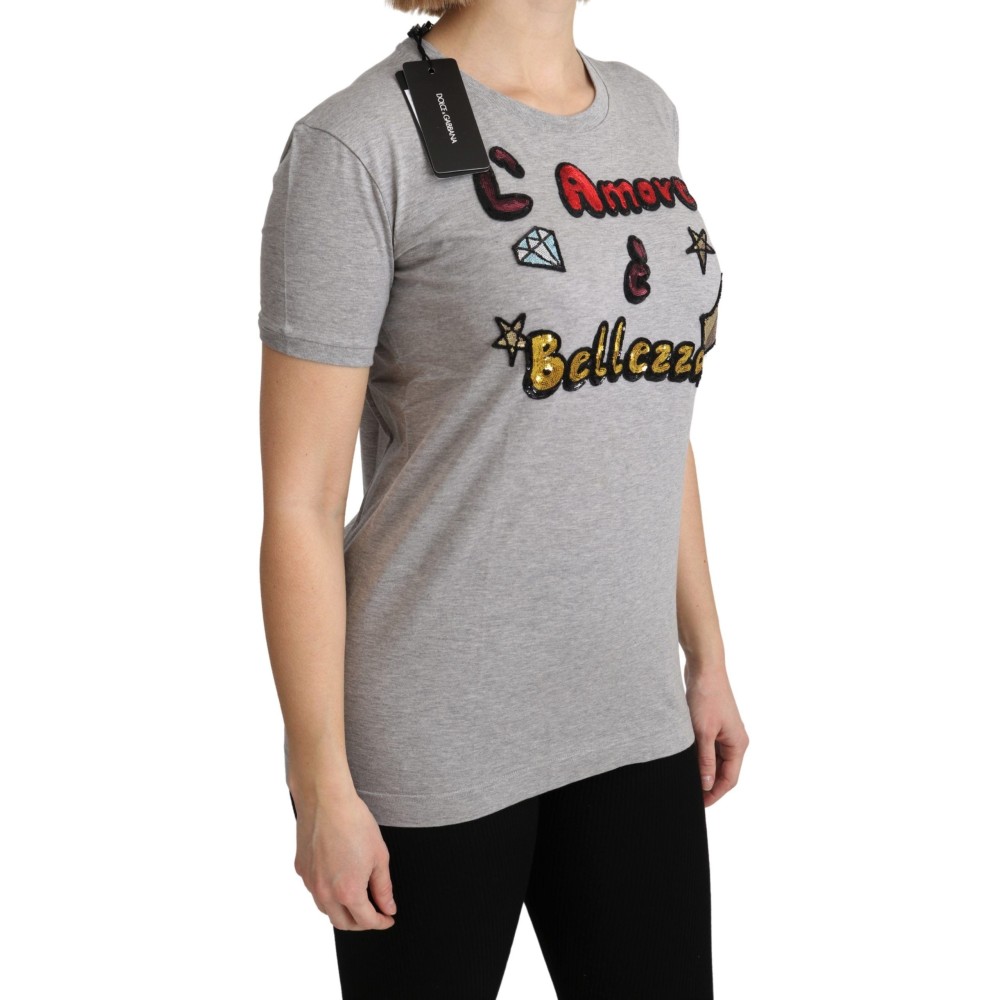 Dolce & Gabbana Baumwoll-T-Shirt mit Paillettenmotiv