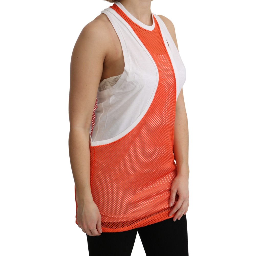 Dsquared² Elegantes ärmelloses Baumwolltank in Orange