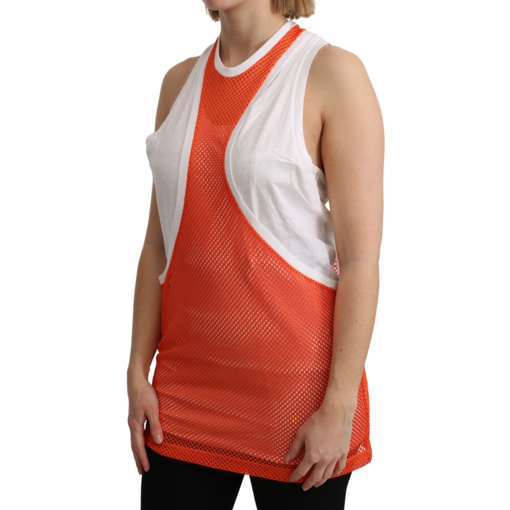 Dsquared² Elegantes ärmelloses Baumwolltank in Orange
