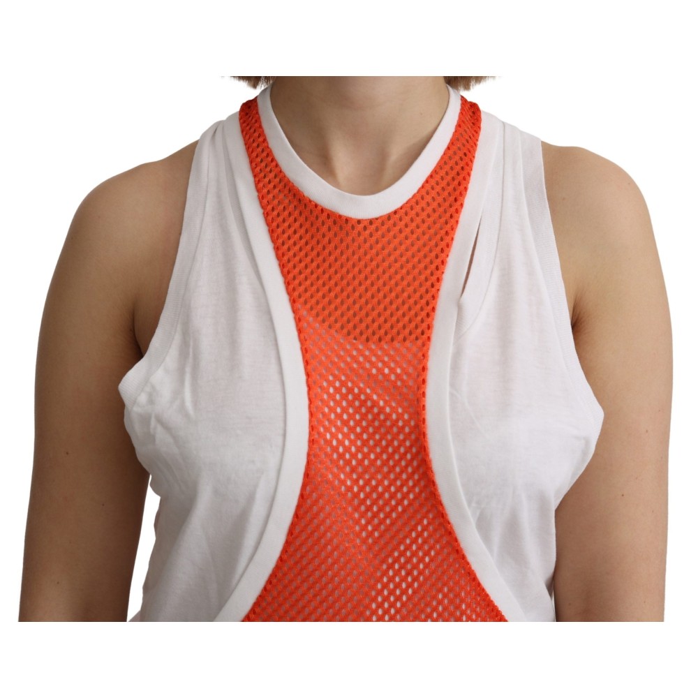 Dsquared² Elegantes ärmelloses Baumwolltank in Orange