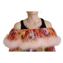 Dolce & Gabbana Elegantes Rosa Bengalkatzen-Print Maxikleid in A-Linie