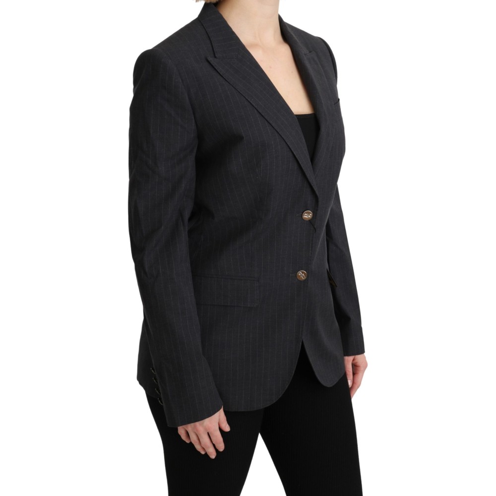 Dolce & Gabbana Eleganter grauer gestreifter Baumwollblazer
