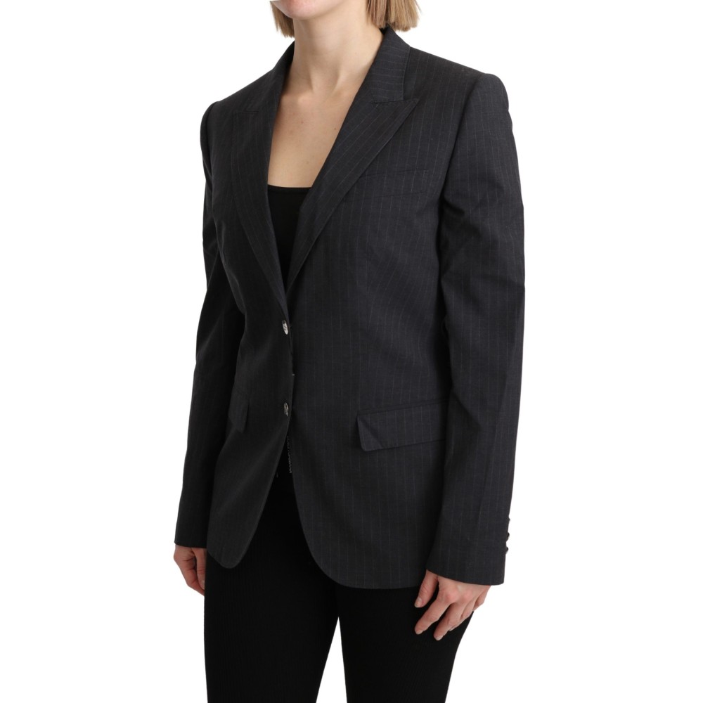 Dolce & Gabbana Eleganter grauer gestreifter Baumwollblazer