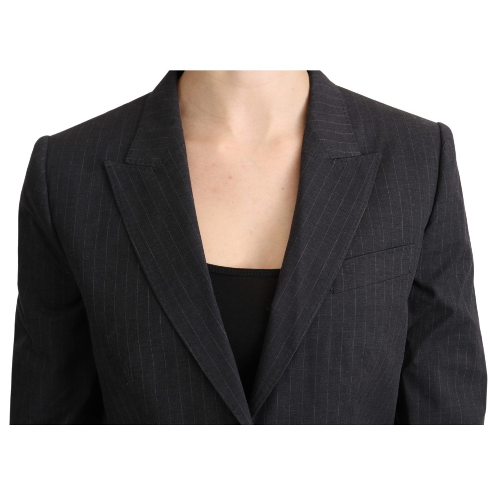 Dolce & Gabbana Eleganter grauer gestreifter Baumwollblazer