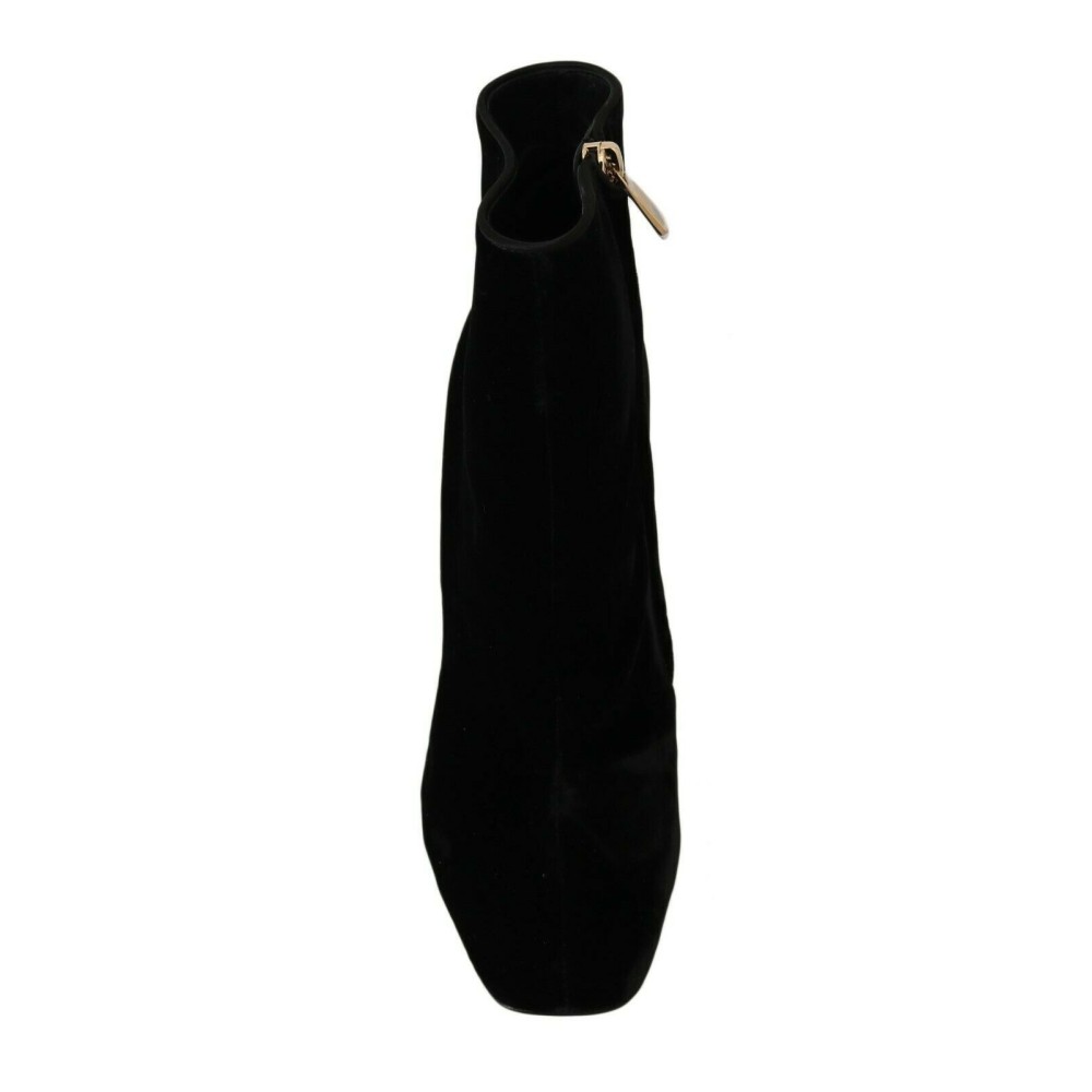 Dolce & Gabbana Elegante Samtstiefeletten mit Kristallabsatz