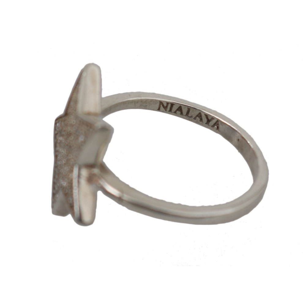 Nialaya Chic Silber CZ Kristall Frauen Aussage Ring