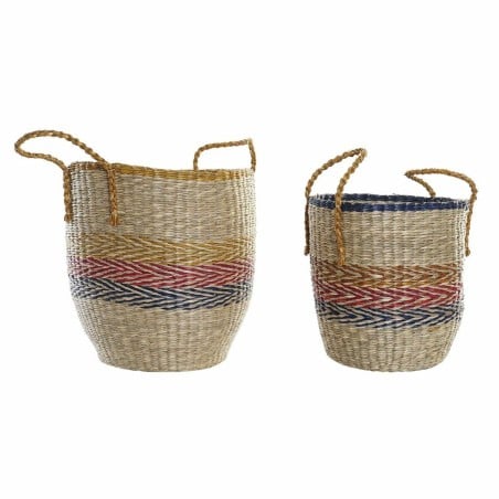 Set de basket DKD Home Decor Orange Vert Herbier marin (35 x 22 x 46 cm) (2 pcs)