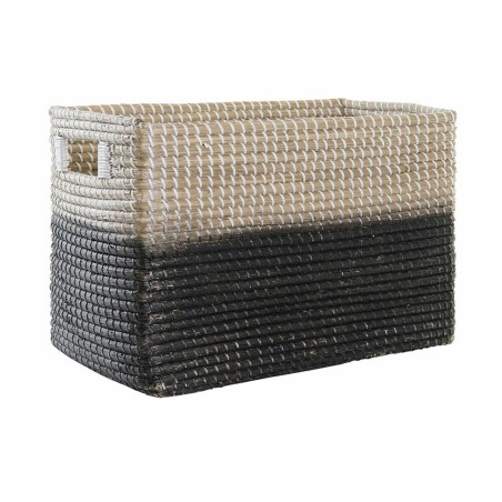 Basket DKD Home Decor Black Natural Seagrass Boho 48 x 28 x 31 cm