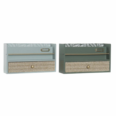 Multi-Purpose Organiser DKD Home Decor LD-181379 Green polypropylene MDF Wood 30 x 9 x 17 cm (2 Units)