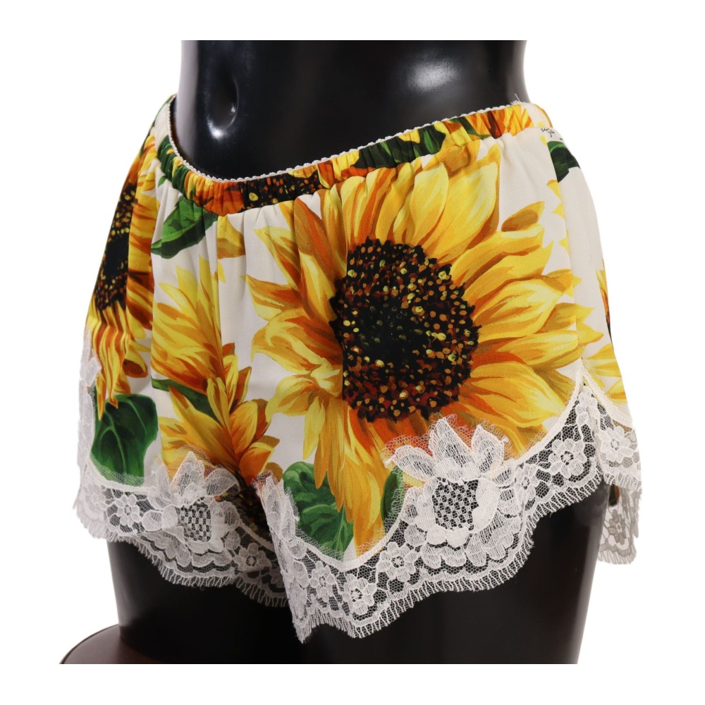 Dolce & Gabbana Sonnenblumen-Spitzen-Dessous-Shorts - Seidenmischung